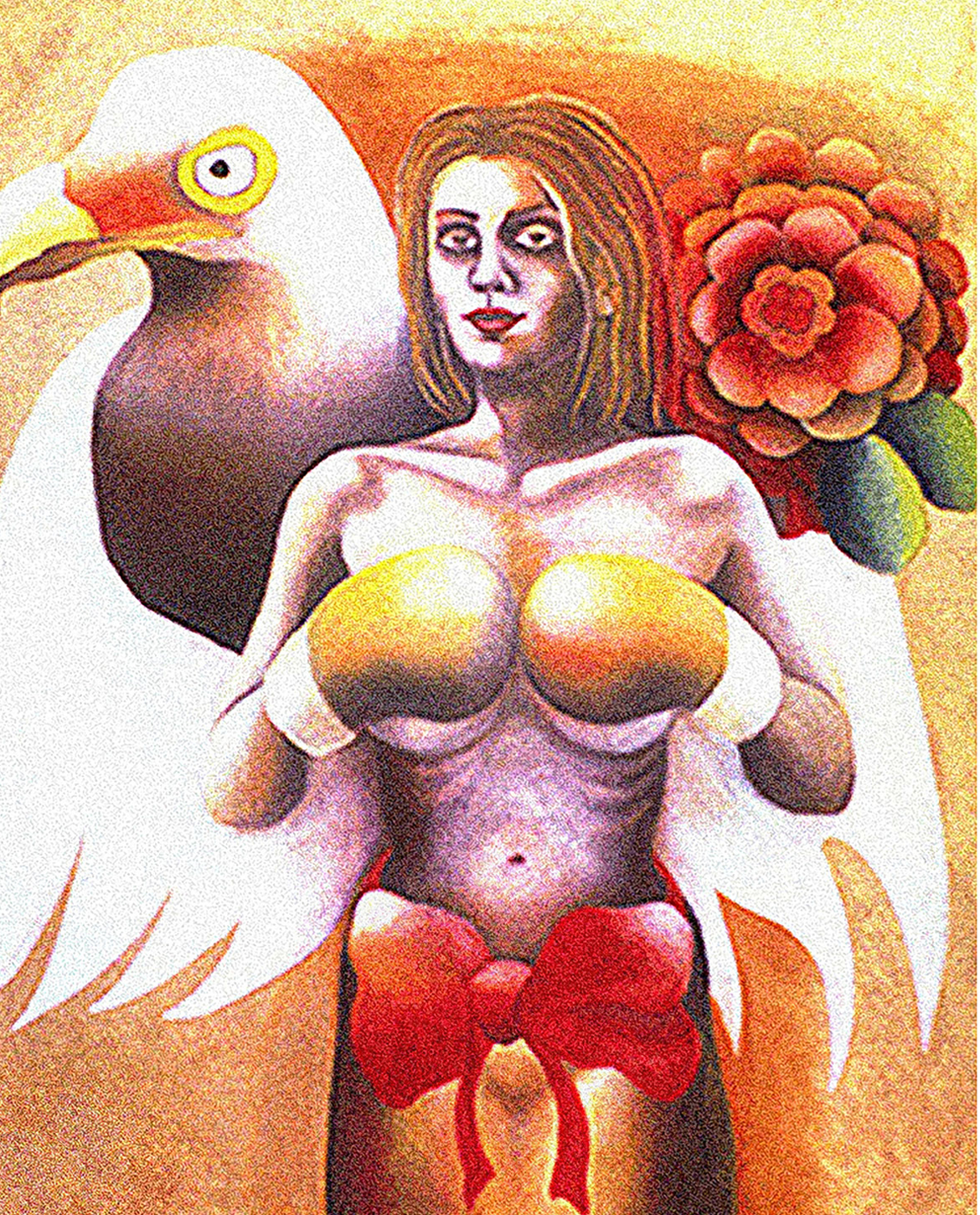 Champion: A symbolic self-portrait painted from life and imagination. Oil on canvas. Copyright Jane Rubin 1996.