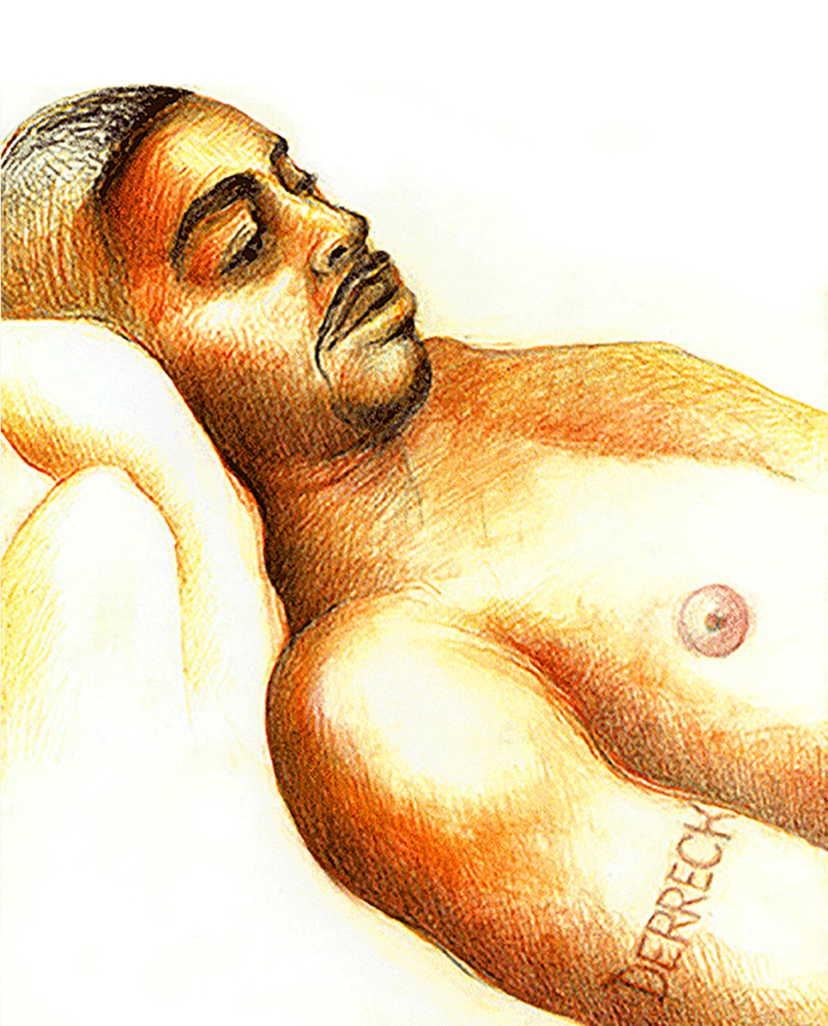 Drawing of Jane Rubin's husband, Derreck Alexander, at our East Village Apartment — © Jane Rubin 2002-3