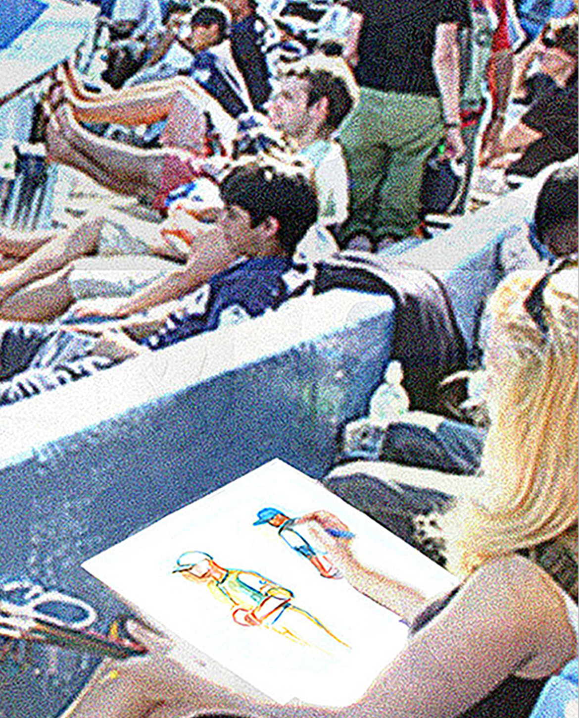 Jane Rubin — a former ballet dancer who can paint other athletes in motion — painted and drew live in the front rows at Yankee Games from 2006 to 2012.