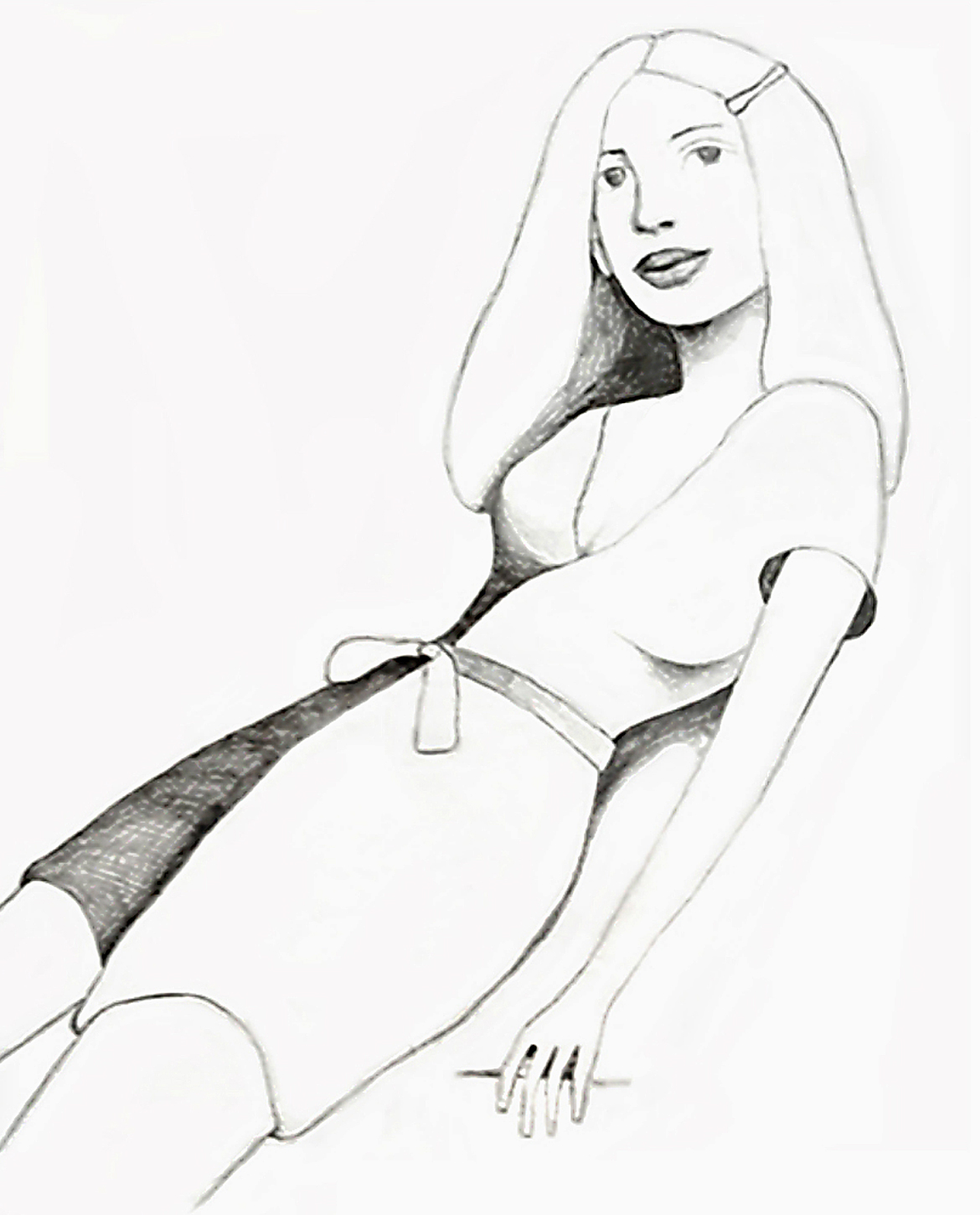 Self-Portrait drawn from life by Jane Rubin. Copyright Jane Rubin Spring-Summer 2012