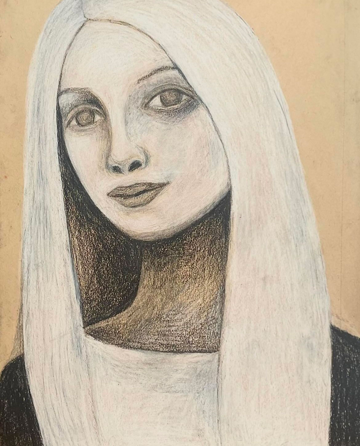 Self-Portrait drawn from life by Jane Rubin. Copyright Jane Rubin Spring-Summer 2024