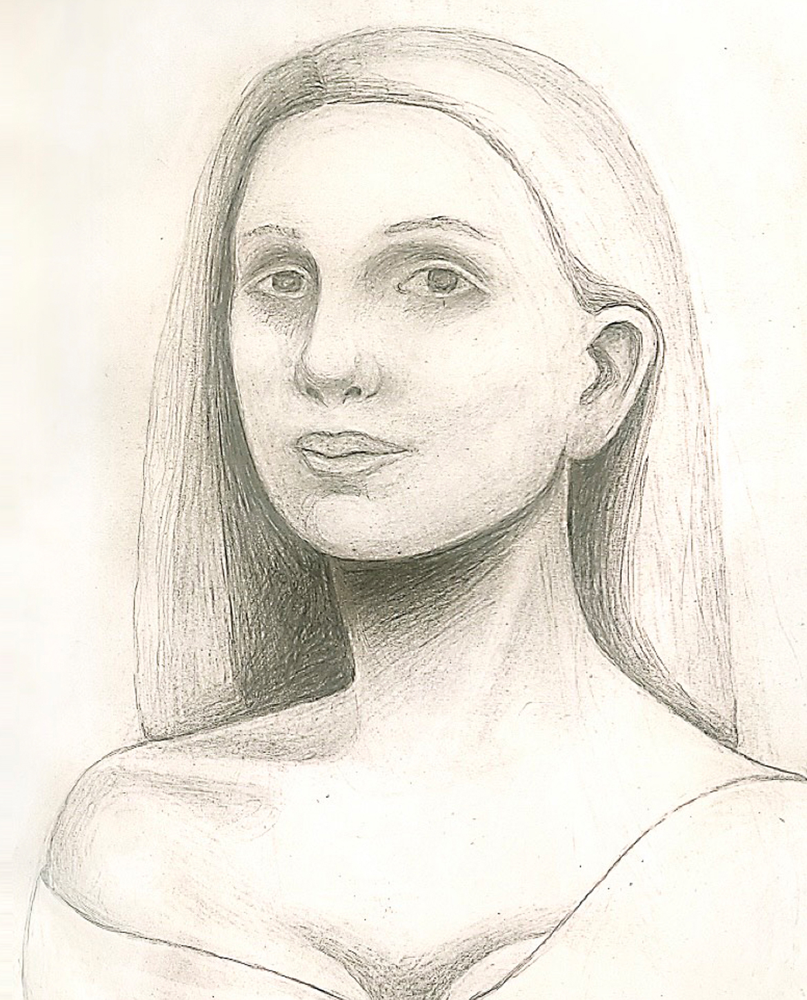 Self-Portrait drawn from life by Jane Rubin. Copyright Jane Rubin Spring-Summer 2024