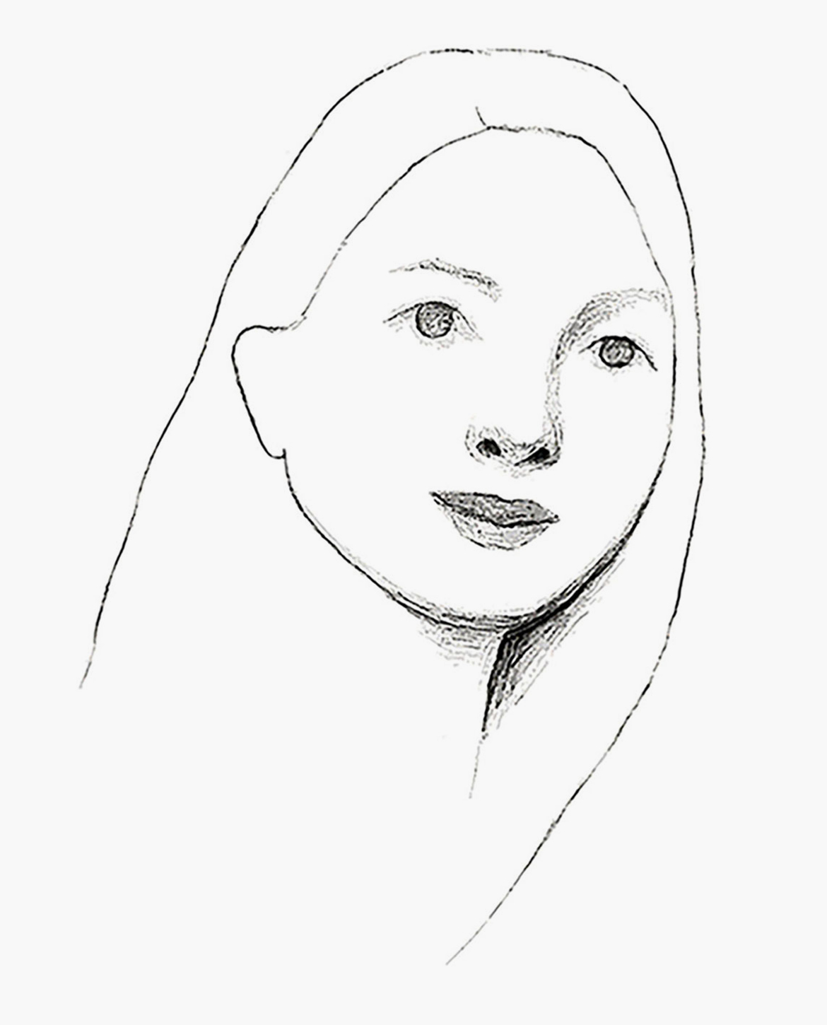 Self-Portrait drawn from life by Jane Rubin. Copyright Jane Rubin Spring-Summer 2024