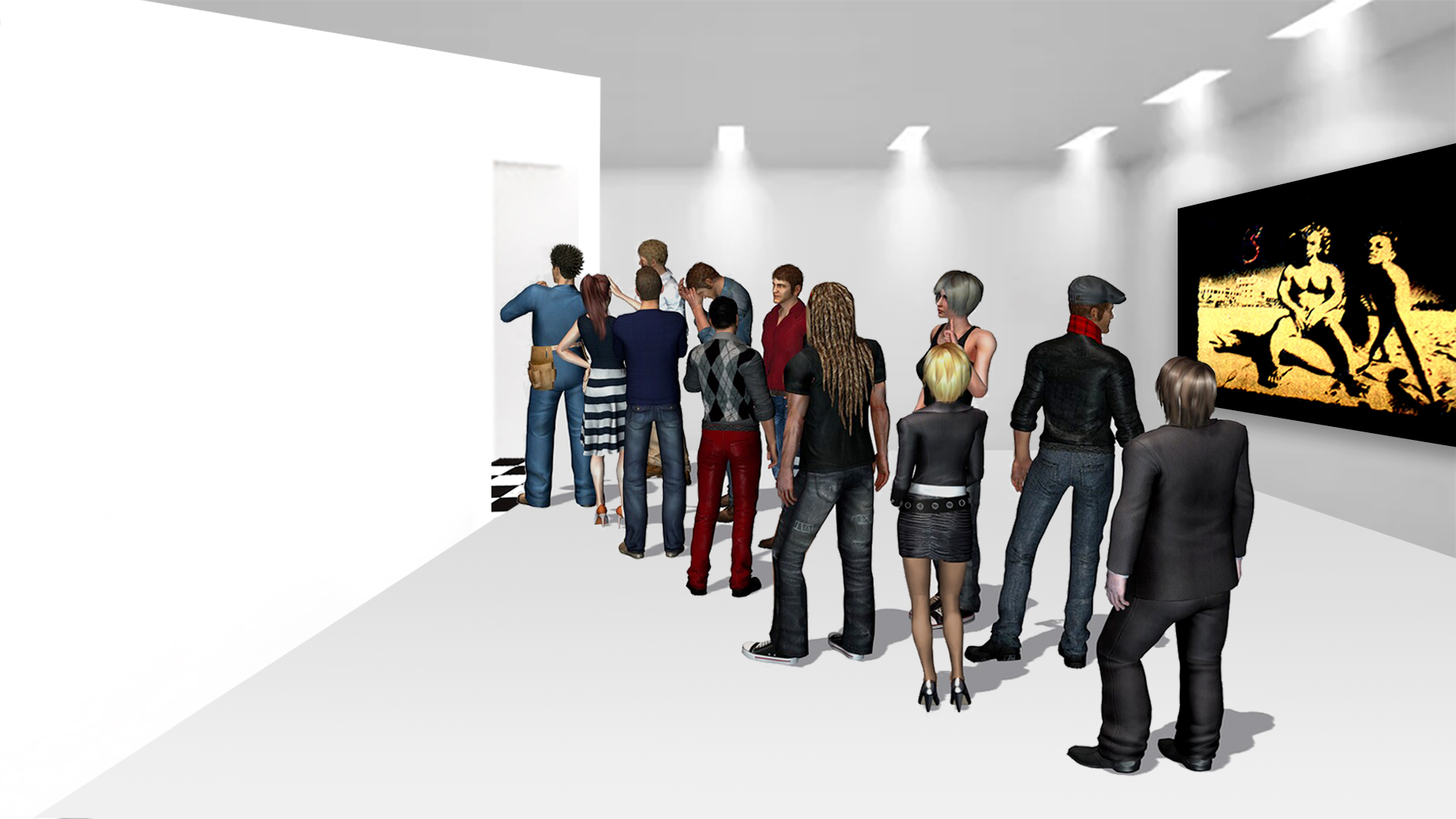 Charles Field and Jane Rubin were a couple and were exhibited together in one room at LACE for the 3rd Annuale; on opening night in September 1988 people were lined up to get inside Jane Rubin's popular, minimalist installation, which was a hit.