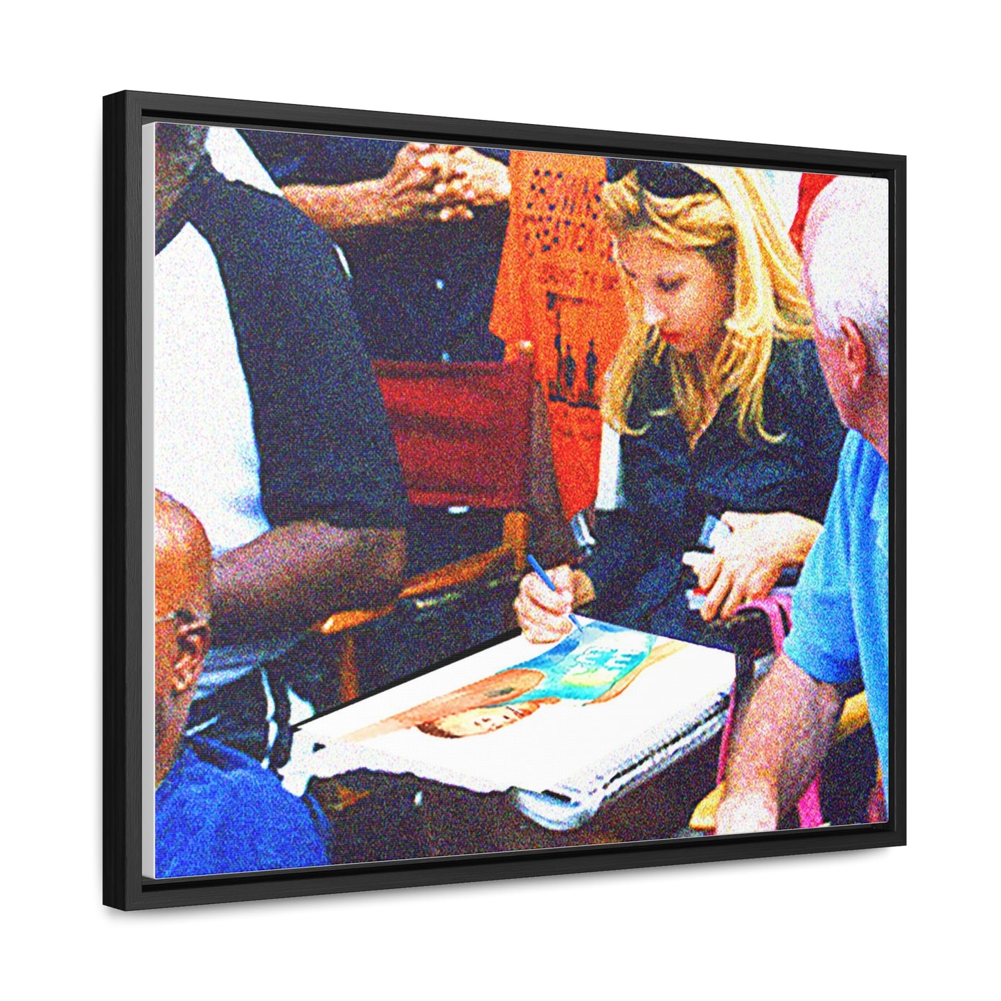 Straight Female Artist Jane Rubin — Painting at the West 4th Basketball Championship — Framed Canvas Print