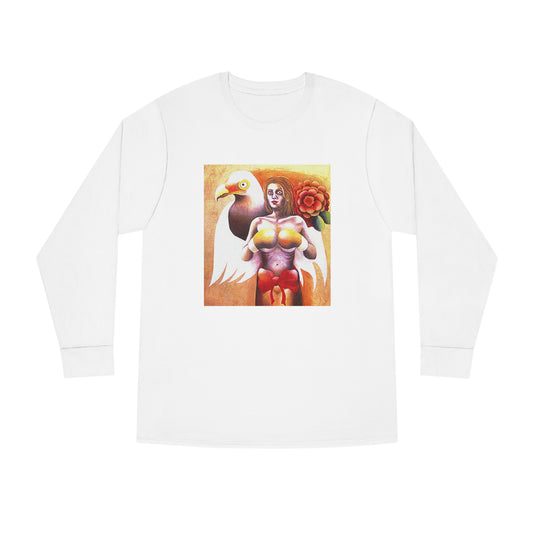Champion — Oil Painting — on 100% Ring-Spun, Combed Cotton Long-Sleeve White Shirt