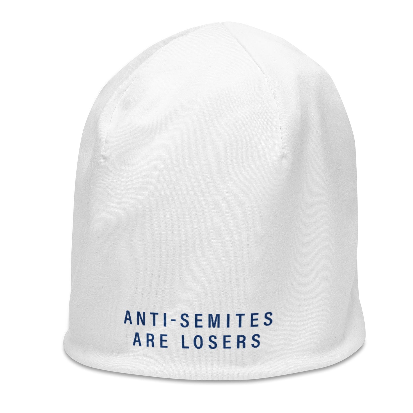 Minimalist White Beanie — Anti-Semites are Losers — Social Justice Beanie Hat — Crowd Funding — Men's Hats — Women's Hats — Beanies — Gift