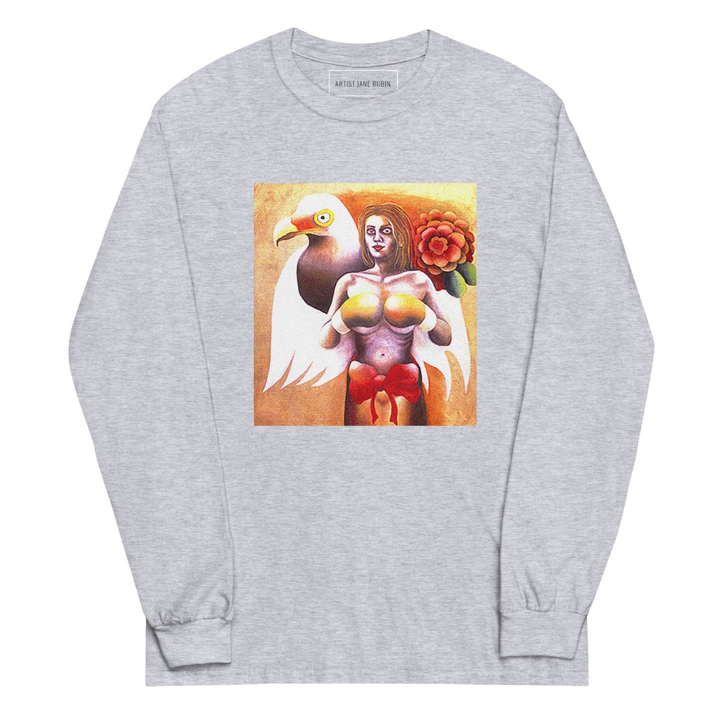 Champion — Oil Painting — on 100% Cotton Long-Sleeve Grey, Tan, Light Blue or White Shirt (No Logo)
