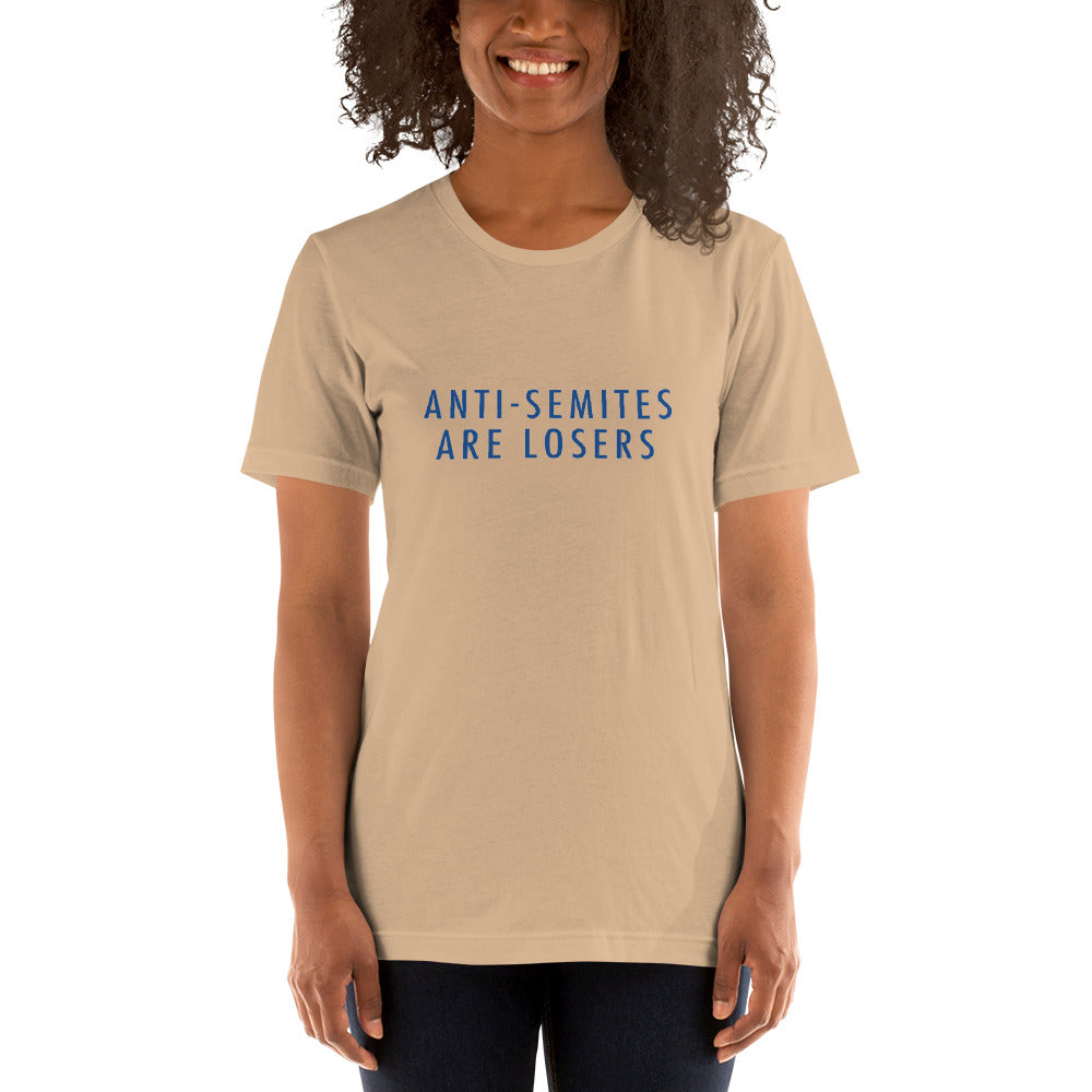 Anti-Semites are Losers Minimalist Cotton Message T-Shirt — Futura Typeface — Men's Shirts — Women's Shirts