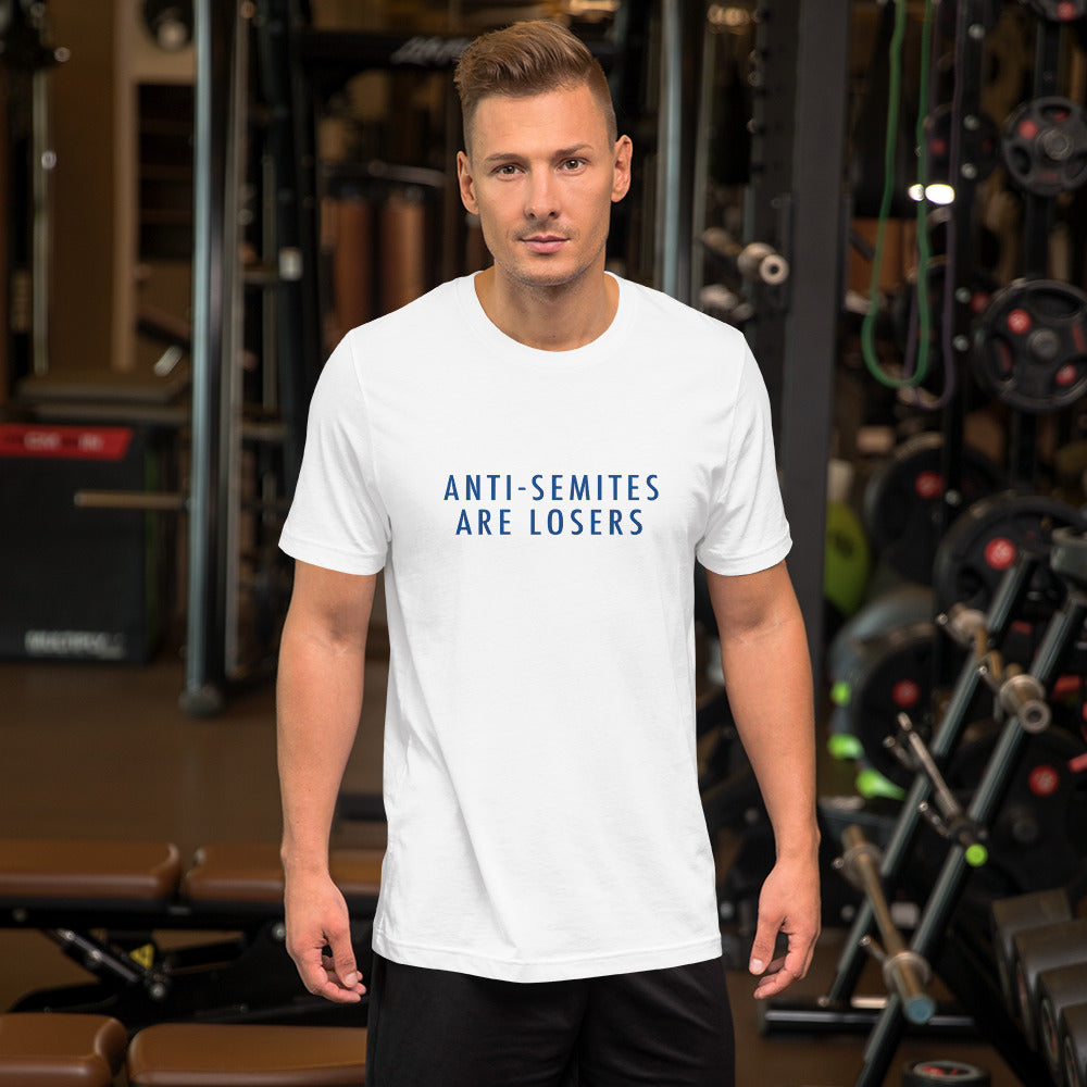 Anti-Semites are Losers Minimalist Cotton Message T-Shirt — Futura Typeface — Men's Shirts — Women's Shirts